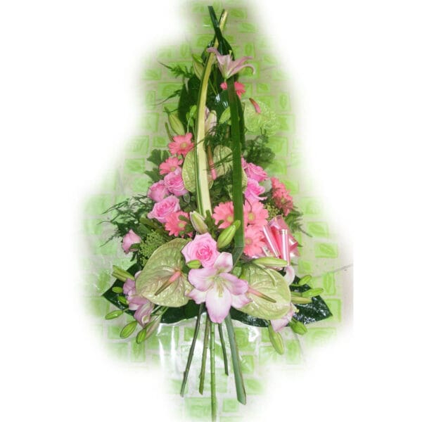 Gerbe piquée Rose Tendre
